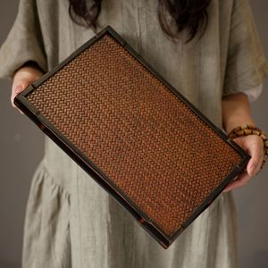 Bamboo Woven Rectangular <b>Tray</b> For Tea Serving And <b>Snacks</b> Anji Origin - Product Image 4