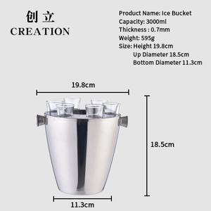 Factory Direct 3l Bacardi Industrial lfgb Restaurant Debout Champagne Seaux à glace en acier inoxydable pour la bière - Product Image 5