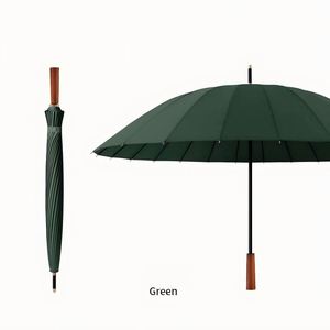 Parapluie de golf moderne semi-automatique imperméable à 24 baleines, personnalisé pour homme, avec poignée en bois et logo - Product Image 2
