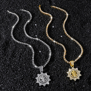 Collier Pendentif Tendance Motif Tournesol et Symbole Dollar, Personnalisé, Style Hiphop, Géométrique, pour Hommes, Bijoux de Mode - Product Image 1