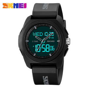 Skmei Men's Digital Watch With Dual Display Waterproof Sports Watch For Outdoor Activities Tpu Strap Black - Product Image 2