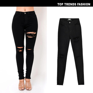 Vente en gros colombien Push up jean taille haute skinny déchiré jean pour femmes <span class=keywords><strong>2022</strong></span> Stretch trou crayon pantalon blanchi Denim jean - Product Image 2