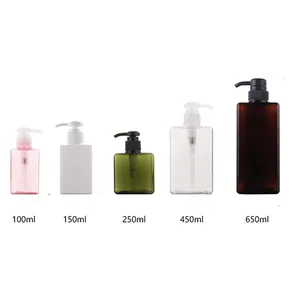 Hengjian 100ml 150ml 200ml 250ml 280ml 450ml 650ml rosa weiß grün blau bernstein quadratische Plastik Shampoo Lotion Pump flasche