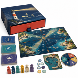 Gioco da Tavolo Cooperativo Personalizzato Faro di Salvataggio, Gioco Marittimo Costiero con Componenti in Legno, Stampa a Quattro Colori - Product Image 1