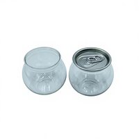 Bouteilles de boisson en plastique transparentes en forme de boule de 210 ml, mini canettes de soda PET, avec couvercles faciles à ouvrir