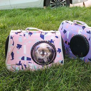 Pet Carrier <b>Backpack</b> Space Capsule Style Oxford Cloth Print Cherry Blossom Pink For Cats <b>Small</b> Portable Breathable - Product Image 2