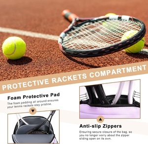 Sac à dos de tennis professionnel pour femmes, personnalisable en usine, capacité 30-40L, compartiment ventilé pour <span class=keywords><strong>chaussures</strong></span>, sac isotherme, peut contenir 2 <span class=keywords><strong>raquettes</strong></span> - Product Image 5