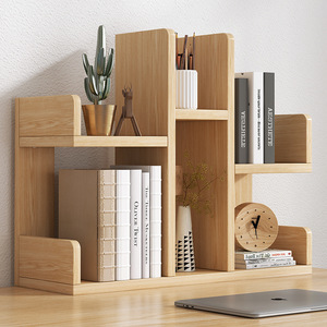 Yuka <b>Desktop</b> Bookshelf Minimalist Multi Tier Wood Office Organizer Storage Rack For Home Desk Display <b>Shelf</b> - Product Image 1