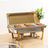 Ensemble buffet chauffe-plat pliable en or 9L en acier inoxydable chauffe-plats de luxe pour soupe traiteur pas cher pour hôtel présentation de fête de mariage