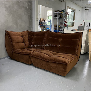 <span class=keywords><strong>Canapé</strong></span> Soft Shell Modulaire 6 Eléments Mid-Century Design <span class=keywords><strong>Chocolat</strong></span> Marron Doré en Velours - Product Image 3
