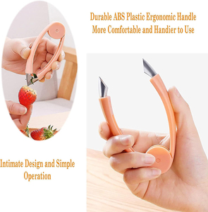 Éplucheur de fraises <span class=keywords><strong>en</strong></span> acier inoxydable, éliminateur manuel d'œillets d'ananas, outil à poignée antidérapante sans BPA pour retirer les tiges de fruits, pour la <span class=keywords><strong>cuisine</strong></span> domestique - Product Image 2
