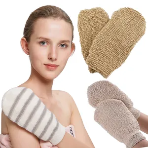 Logo personalizzato prodotti da bagno accessori da bagno set esfoliante guanto spazzolato spugna scrubber Sisal sapone sacchetto naturale luffah