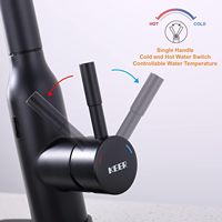 Robinet de cuisine intelligent sans contact en acier inoxydable noir brossé, avec capteur de mouvement, à poignée unique et à ressort