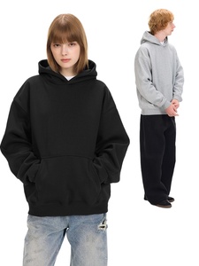 NUOVO Felpa con Cappuccio Unisex Ecologica in Cotone e Poliestere, 500gsm, Pesante, Calda, con Strato d'Aria, Tinta Unita, Ispessita - Product Image 2