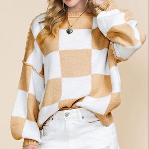 TIXOM 2025 <strong>Women's</strong> Casual Fall Winter Sweater <strong>Orange</strong> White Cartoon Pattern Knitted Regular Sleeve Exposed Seam Front <strong>Cardigan</strong> - Product Image 5
