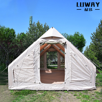 2026 Populaire 12 ㎡   Tente gonflable en coton avec cheminée, tente de camping imperméable