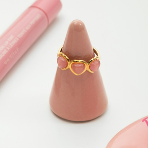 Anillo con Forma de Corazón y Ojo de Gato Rosa, Biselado, Joyería de Moda para Mujer, Regalo, Origen Yiwu - Product Image 4