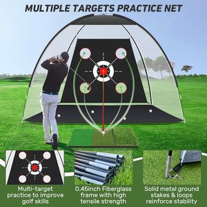 Red de Práctica de Golf, Red de Ayuda para Golpear, para Jardín, para Entrenamiento de Swing, Chipping y Bajo el Presión, con Tapete de Objetivo y Pelota, para Exterior e Interior - Product Image 2