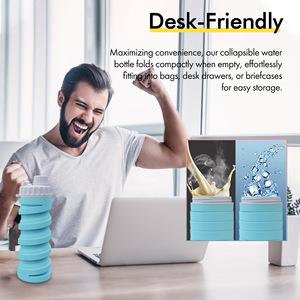 Silicone Folding Water Bottle 500ml Portable Collapsible Travel Mug Unisex Foldable <b>Drinkware</b> - Product Image 3