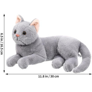 Peluche de Gato Gris, Juguete de Peluche Realista, Muñeco de Gatito, Regalos de Cumpleaños para Niños y Niñas, Juguete de Peluche de Gato Gris con Pelo Sintético - Product Image 2