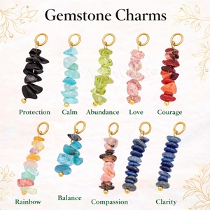 จี้หินธรรมชาติทรงเสา |   จี้หินดิบแบบซ้อนพร้อมห่วงสแตนเลสชุบทอง 18K PVD สำหรับทำเครื่องประดับ - Product Image 3