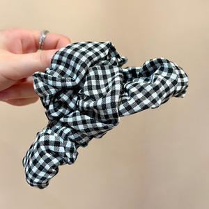 Pinzas de Pelo Grandes con Diseño a Cuadros en Blanco y Negro Vintage, Pinzas de Tela para el Cabello, Accesorios para el Cabello de Mujer, Venta al Por Mayor - Product Image 6