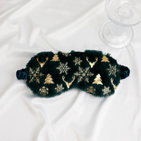 Nouveau masque pour les yeux de Noël en relief moelleux, masque de sommeil résistant à la lumière avec un ciel étoilé mignon de cerf endormi