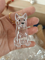 MJ Wholesale Pet Supplies – Nouvelle capsule transparente pour poils de chien, porte-clés de conservation de fourrure d'animal, pendentif souvenir DIY en forme de chien mignon