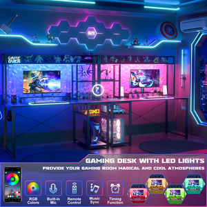 Xách tay Reversible 5 tầng lưu trữ Kệ nhỏ bảng chơi game nhà văn phòng máy tính bàn với màn hình đứng & <span class=keywords><strong>hutch</strong></span> cho game thủ - Product Image 2