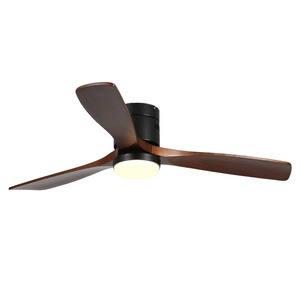 Ventilateur de plafond plat avec éclairage et télécommande, ventilateur-luminaire 2-en-1 en noir clair - Product Image 1