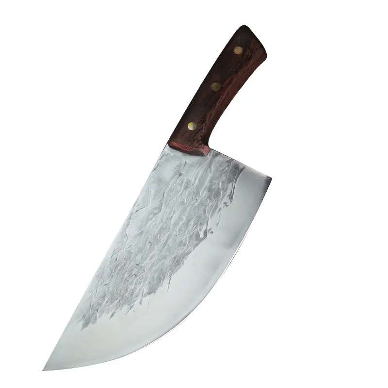 도매 중국 공급 업체 나무 손잡이가있는 헤비 듀티 블레이드 단조 고기 식칼 주방 칼