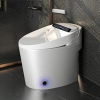 Toilettes intelligentes avec siège chauffant intégré, toilettes bidet monobloc, toilettes sans réservoir avec rinçage au pied et affichage LED