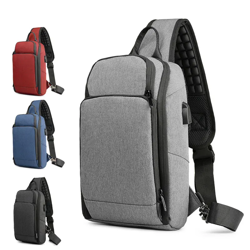 Sling Backpack With USB Charging Port Cool Shoulder Pack For Tablet Protection Lightweight Casual Chest Bag For Men