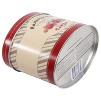 Lata Redonda Vintage a Rayas para Dulces, Envase Retro de Hojalata Roja de Grado Alimenticio para Galletas y Dulces Navideños, con Opción de Marca Personalizada