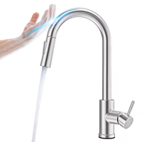 Robinet de cuisine intelligent à capteur tactile, luxe, SUS304, à poignée unique, extractible, économie d'eau, mélangeur chaud et froid à 2 voies
