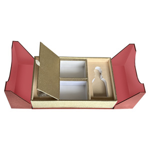 ROGOOD Boîte cadeau <span class=keywords><strong>de</strong></span> luxe en papier texturé rouge à double porte avec fermeture magnétique <span class=keywords><strong>Plaque</strong></span> <span class=keywords><strong>de</strong></span> logo dorée avec <span class=keywords><strong>mousse</strong></span> EVA P2134 - Product Image 5
