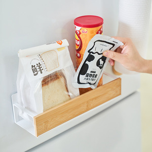 Japanese Style Minimalist <b>Wall</b> <b>Mounted</b> Spice Rack Bamboo And Metal Storage <b>Shelf</b> For Kitchen Organization - Product Image 4