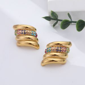 Juego de Joyería de Moda para Mujer en Acero Inoxidable Chapado en Oro Personalizado, Diseño de Aros Modernos para Fiestas, Personalizable - Product Image 4