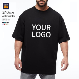 T-shirt Homme Grande Taille Personnalisable avec Logo, 100% Coton, 240 g/m², Noir Uni, Grammage Lourd - Product Image 1