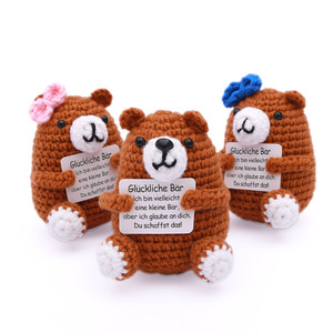 Cross-border finished handmade crochet doll, cute hugging <b>bear</b>, creative emotional support Valentine's Day gift. - Product Image 1