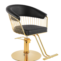 Fauteuil de Barbier Doré avec Dossier Rond, Fauteuil Pivotant pour Salon, Mobilier de Salon de Beauté et Spa à Prix Abordable, Vente Chaude