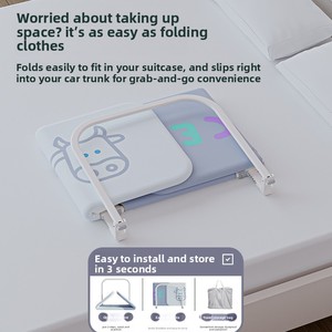 Portable Foldable Baby Safety <b>Bed</b> <b>Rail</b> for Travel, No Installation, Anti-Fall <b>Guard</b> for Infant Toddler Kids, Fit Crib and <b>Bed</b> - Product Image 4