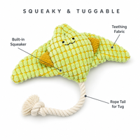 Jouet en peluche mignon de raie manta à couineur, animal en peluche doux pour chiens et petits animaux de compagnie, 25 cm, compagnon de jeu pour animaux
