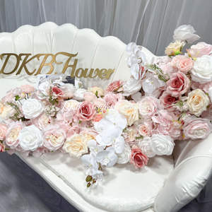 Factory low price custom high quality flower runners luxury artificial silk pink and white flower runner - Product Image 2