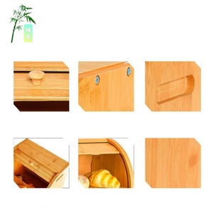 Caja de pan de bambú con puerta enrollable rectangular para almacenamiento de aperitivos y pan en la cocina - Product Image 5
