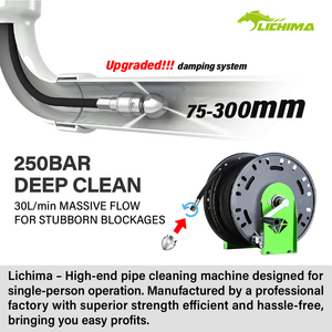 Idropulitrice <span class=keywords><strong>a</strong></span> Benzina per Fognature 27HP 250Bar 30L/min con Tubo da 50M - Product Image 5