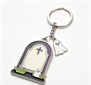 Halloween Metal Key Chain Enamel Gravestone Keyring Ghost Pendant <b>Bag</b> <b>Charm</b> Gift - Product Image 1