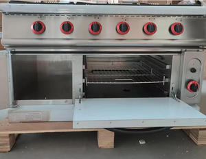Moderna Cocina Industrial de <span class=keywords><strong>Gas</strong></span> con 6 Quemadores, Horno, Gabinete de Acero Inoxidable Resistente a Altas Temperaturas, Altura Ajustable, para Restaurante - Product Image 5