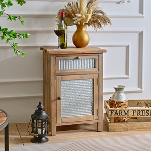 Innova Home <strong>Shabby</strong> <strong>Chic</strong> Rustic Small Drawer <strong>Bedside</strong> Cabinet Antique Retro Bedroom Night Stand - Product Image 2