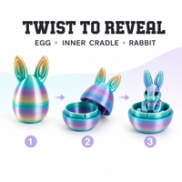 Ensemble de jouets anti-stress en forme d'œuf de lapin imprimé en 3D, conteneur d'œuf en PLA avec figurine de lapin miniature, jouet décoratif coloré et original